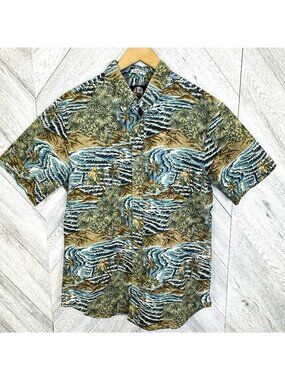 Reyn Spooner Shirt Mens Large Tailored Fit Hawaiian Aloha Button Front Camp